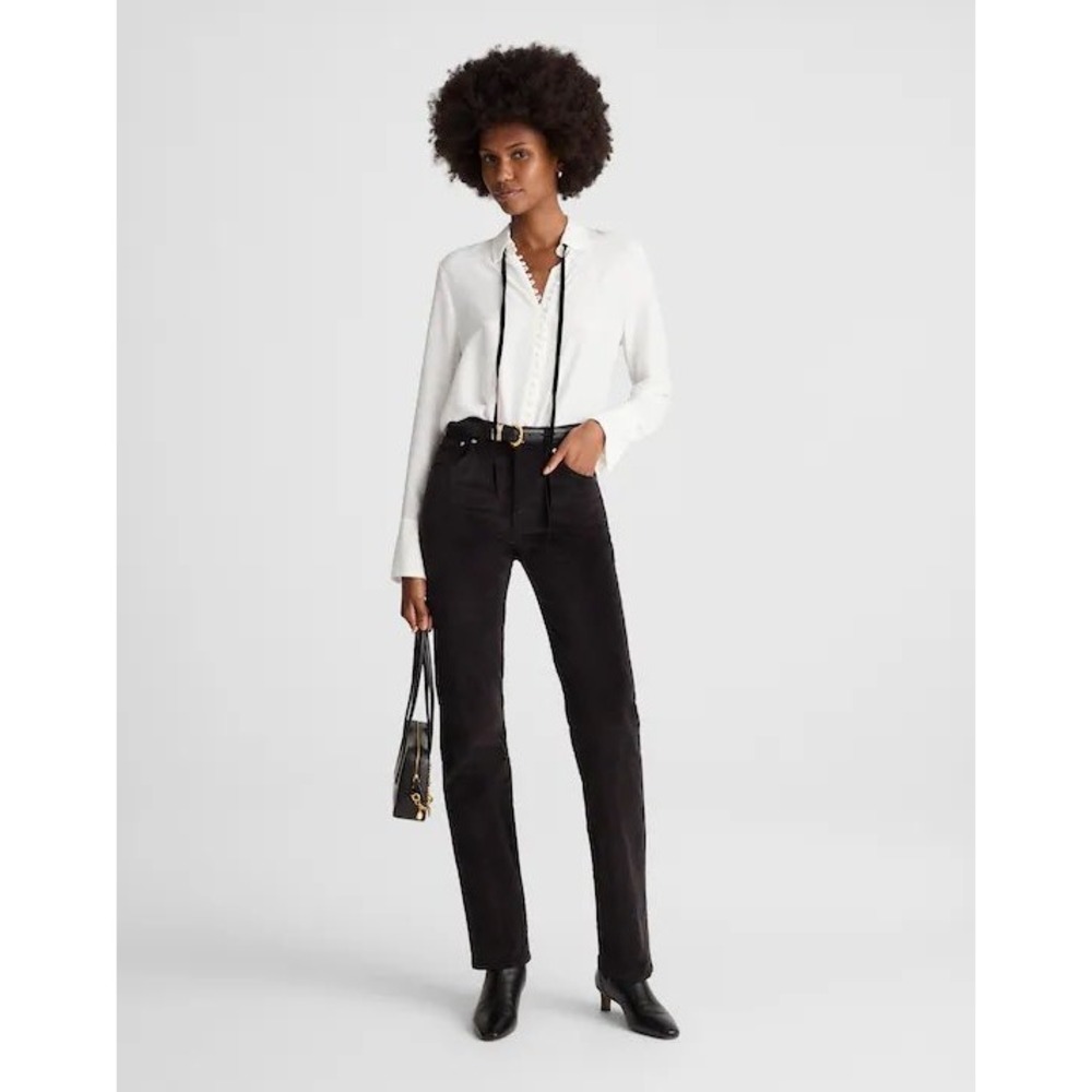 Madewell The Longline Straight Pant In Velvet Jet Black Size 16 33 NY500